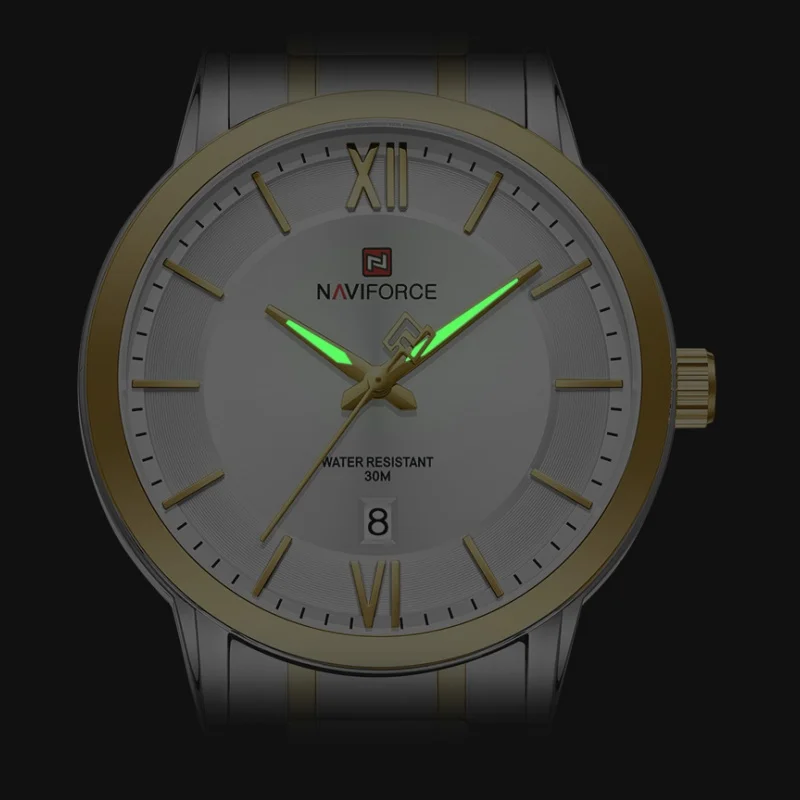 NAVIFORCE NF9254 Men's Quartz Watch Simple Fashion Business Calendar Display Stainless Steel Strap 3ATM Waterproof Watches