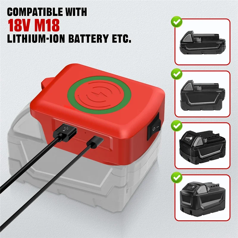 

【Эксклюзивная сделка!】Беспроводное зарядное устройство USB для беспроводного зарядного устройства для телефона с литиевой батареей M18 18 В