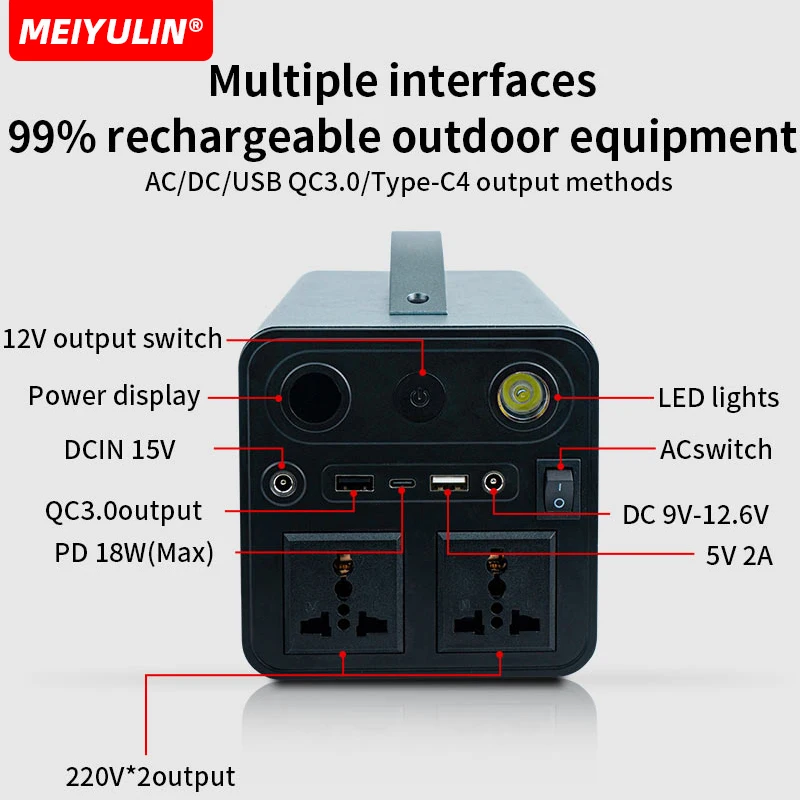 300W LiFePO4 Power Station Portable 68000mAh Solar Generator 220V USB C AC Outdoor Charging External Battery Charger For Camping