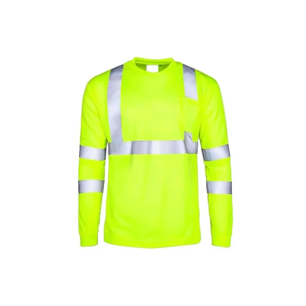 Reflective Work T Shirt Men High Visibility Construction Uniform Breathable Cotton Safety Clothing For Outdoor Laborer Jobs