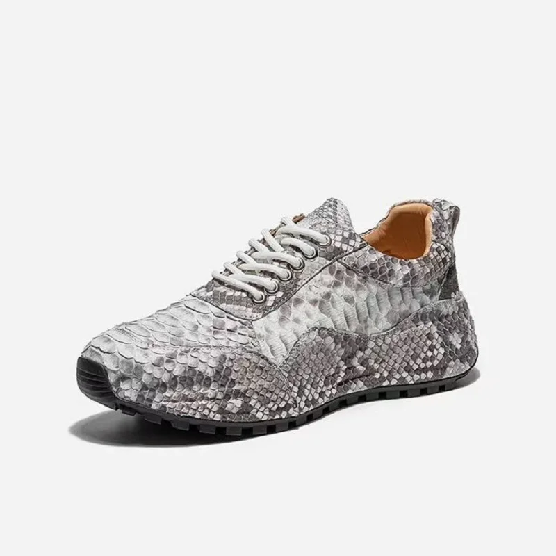 2025 new arrival Fashion Snake Skin causal shoes men,male Genuine leather Sneaker  pdd103