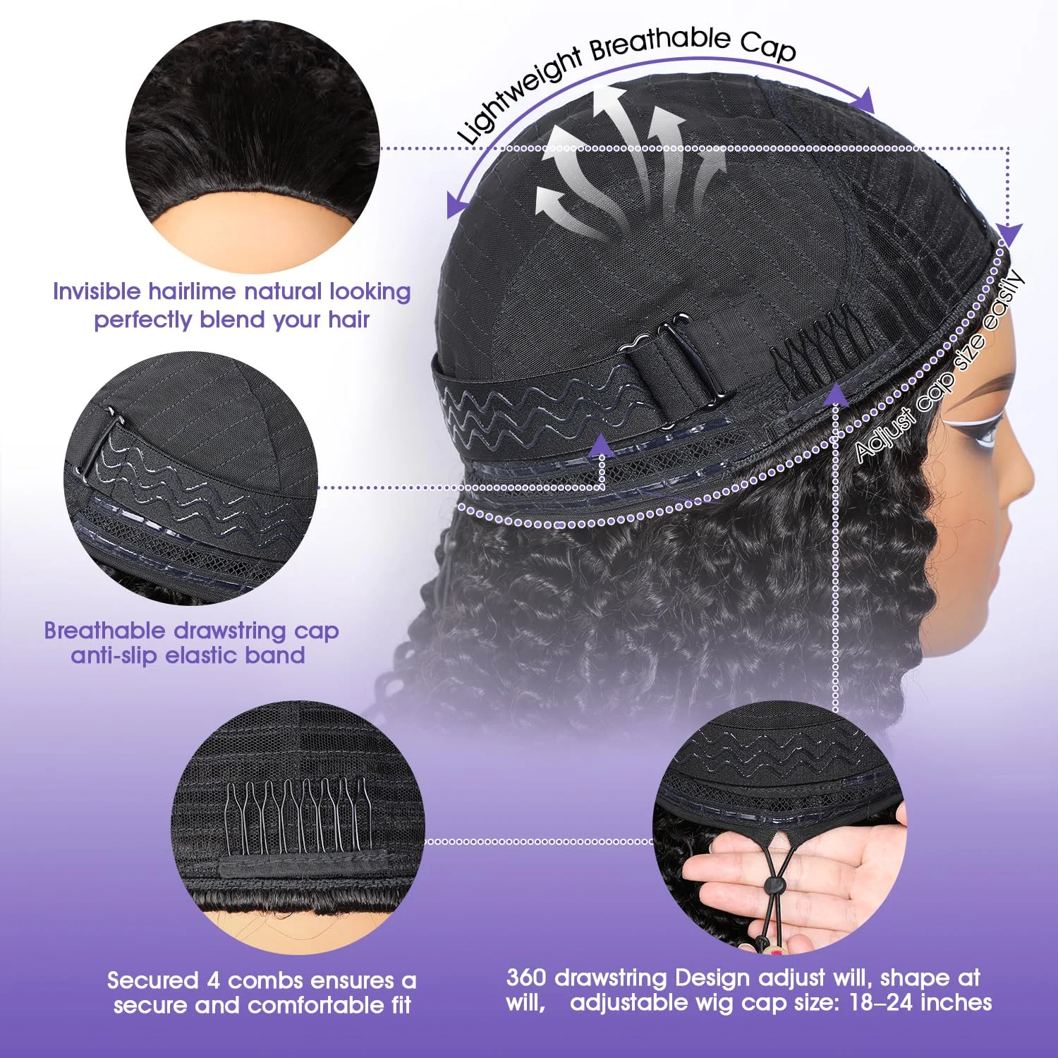 Lemoda Half Wig Burmese Kinky Curly Half Wig Human Hair Kinky Curly With Spiral Ends 3 In 1 Seamless Flip Over Half Wig with Drawstring Beginner Friendly 200% Kinky Curly Wig for Women Machine Wig