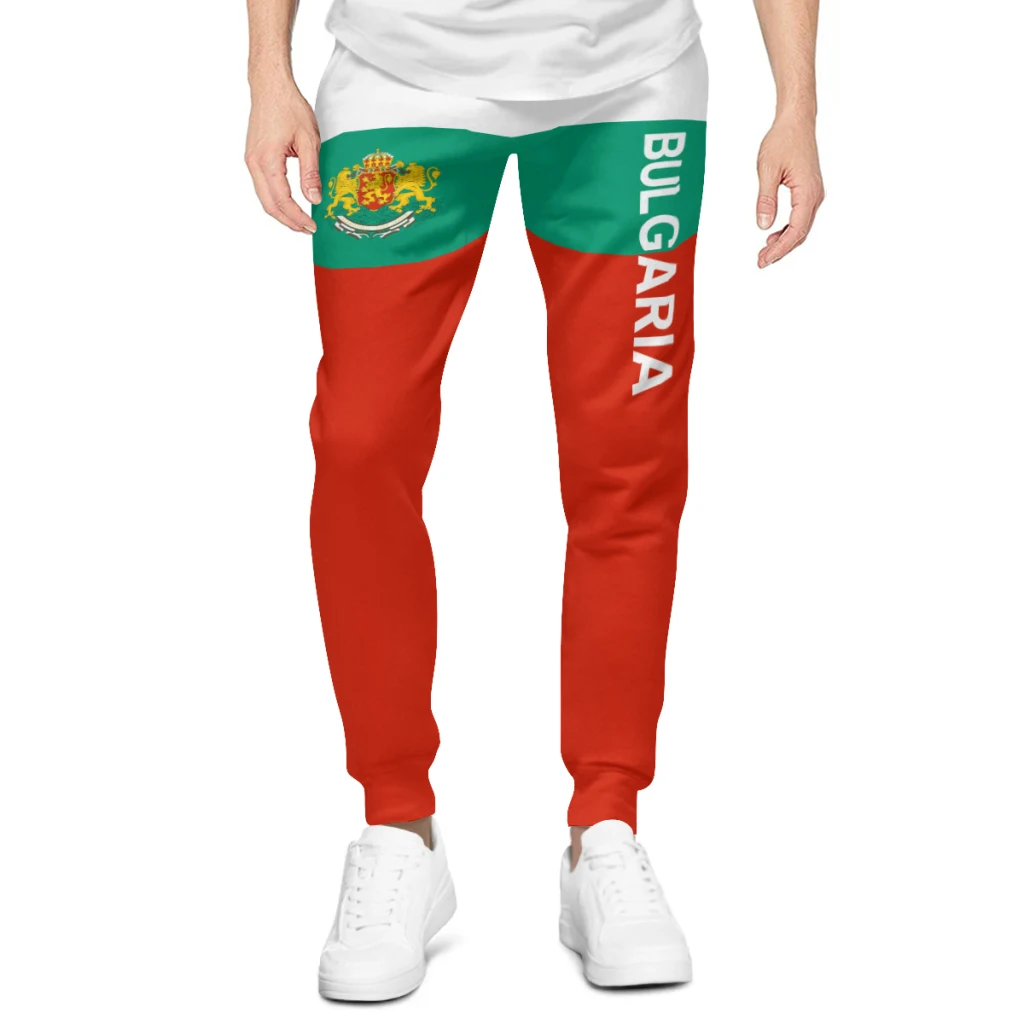 Mens Sweatpants Emblem Bulgaria Flag Pants with Pockets Joggers Soccer Football Multifunction Sports Sweat With Drawstring