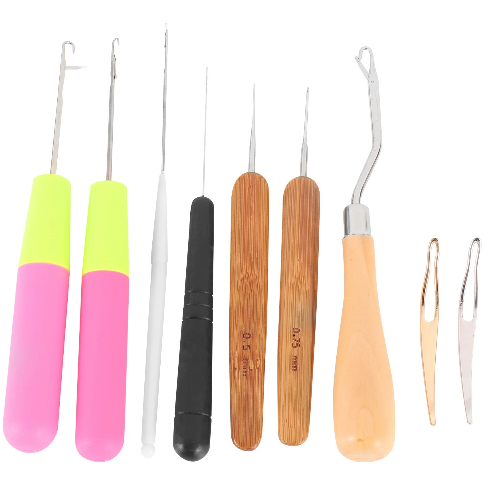 REST 9 Pieces Bent Hook Crochet Needle Set Hook Dreadlocks Tool Crochet Needle Hair Locking Tool for Braid Hair Carpet Making