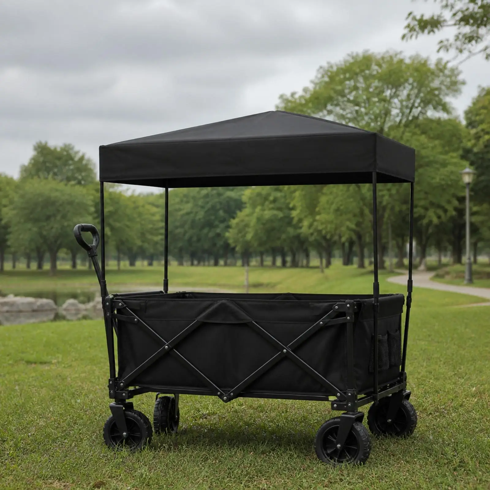 Mongoliandesign Canopy Waterproof Wagon Canopy with Support Rods Sunprotecting for Campers, Families, Outdoor Transporting,