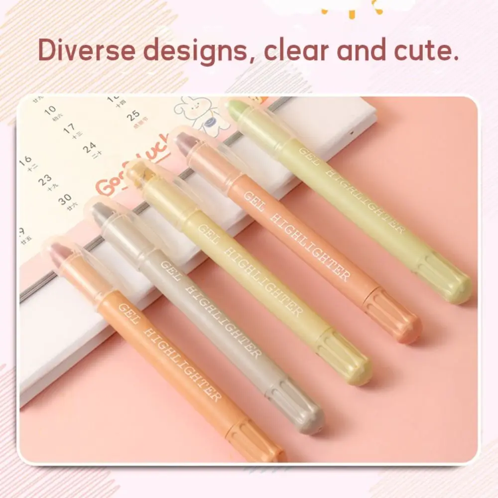 8PCS Solid Gel Highlighters Set Large Capacity DIY Scrapbook Color Marker Pen Eye Protection Hand Account Pen School Office