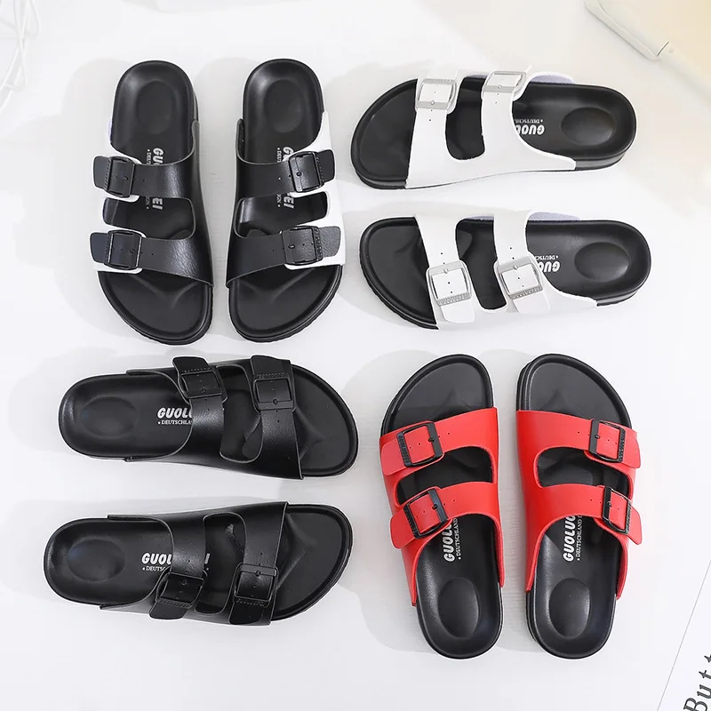 

Men's summer 2024 new non-slip soft-soled waterproof slippers women's outdoor couples wear one-word beach shoes tide zapatos