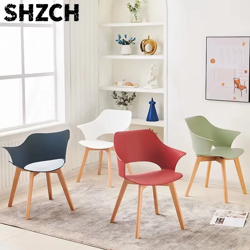 Scandinavian Modern PP Plastic Chair Comfortable Backrest Dining Chair Home Office Conference Room Cafe Restaurant Seating