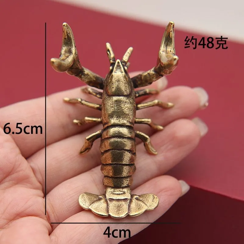 Solid Brass Retro Pure Copper Crayfish Pen Holder Lobster Desk Decoration Office Study Crafts Collection M3000