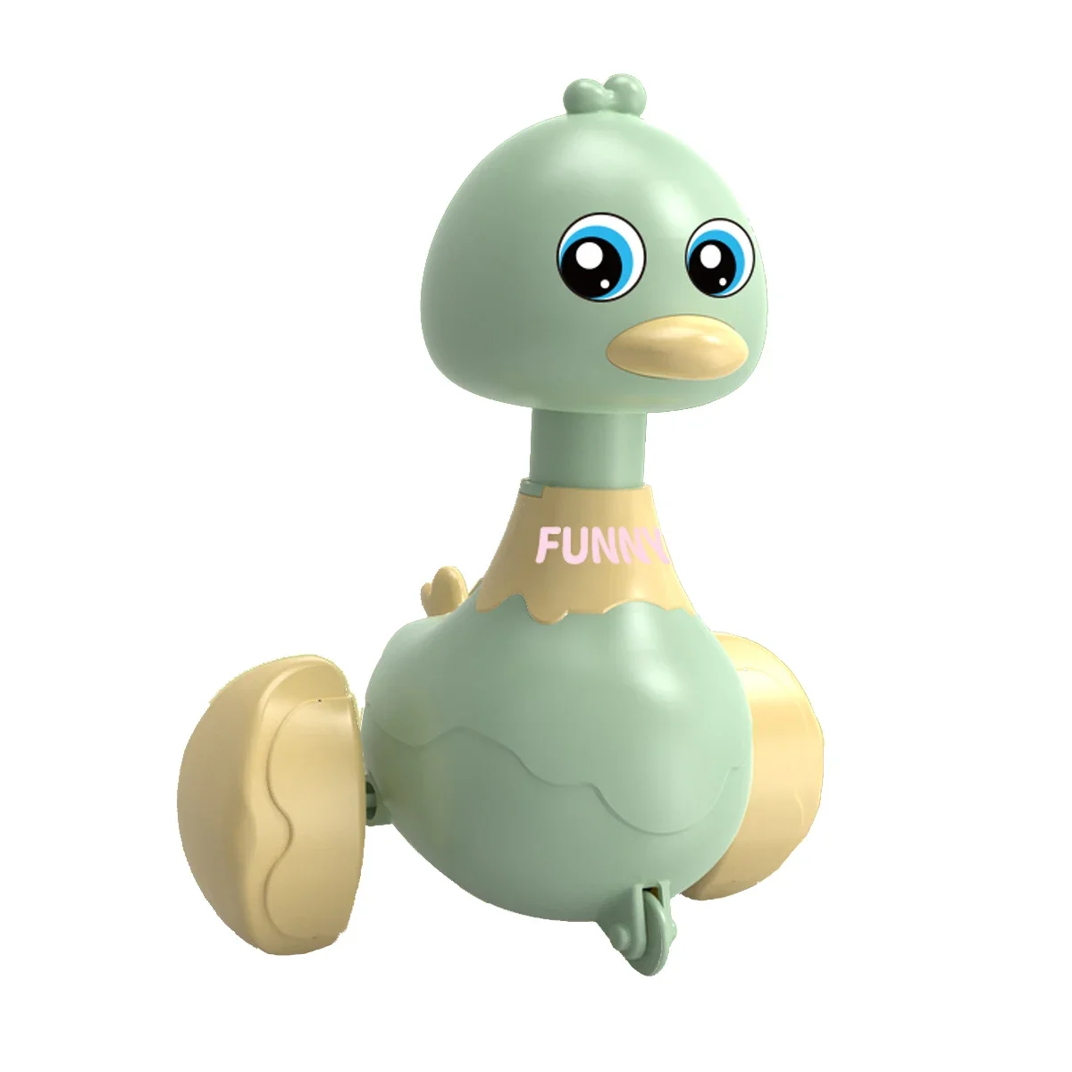 押して跳ねるおもちゃ ロッキングダック 赤ちゃんパズル 学習 爬行感覚 (グリーンダック)