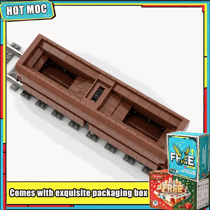 863 PCS MOC Self Unloading Hopper Wagon Cargo Train Model Custom Building Blocks Standard Size Brick Set Railway Display Gifts
