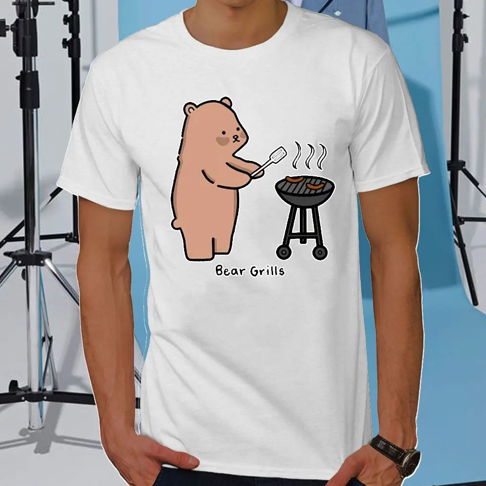 Men Women Summer Fashion Modal T Shirt Bear Grills Funny Comedy Spoof Grylls BBQ Tee-shirt Humor Creative Mens Clothes Tops