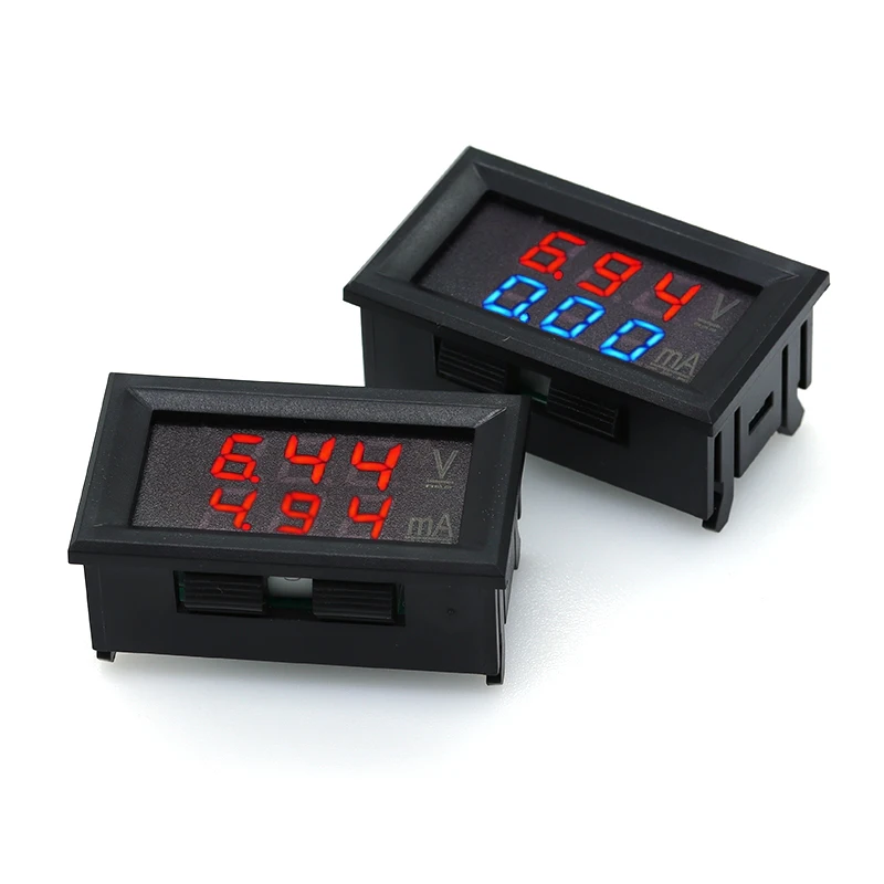 Mini DC 0-100V Digital Voltmeter Ammeter 50A 100A Blue Red Dual LED Panel Volt Amp Meter For Arduino