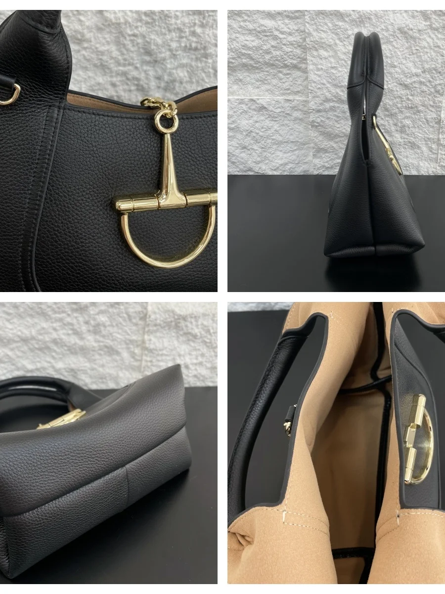 

Top Layer Cowhide Leather Dumpling ape oulder Handbag Women's Satchel Crossbody Bag Magnetic Bule Casual Tote Bag