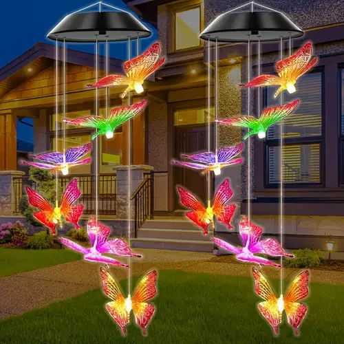 

Солнечный колокольчик ветра, бабочка, колокольчики, 6 светодиодов, меняющий цвет, солнечные фонари-бабочки, уличное украшение для сада