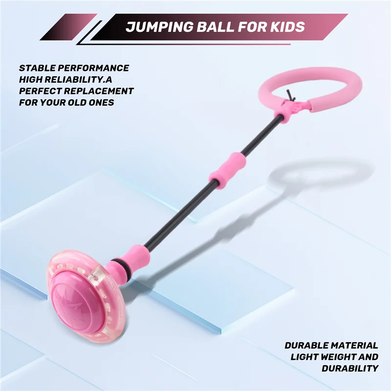 A48F-Pink Ankle Skip Ball With Flashing Lights, Skip It Toy For Kids Indoor & Outdoor, Flashing Swing Ball Sports