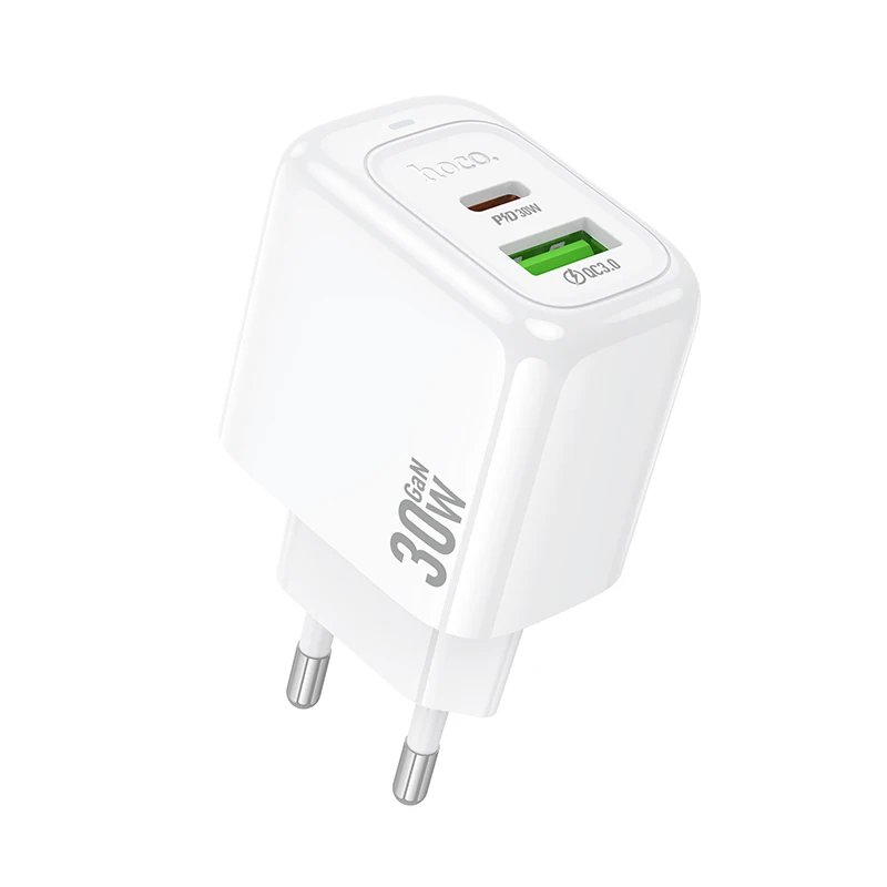 HOCO Dual Port PD30W Quick Charging Phone Charger EU Plug For iPhone 15 Pro Max QC3.0 PD Wall Travel Adapter For Samsung S21 S22