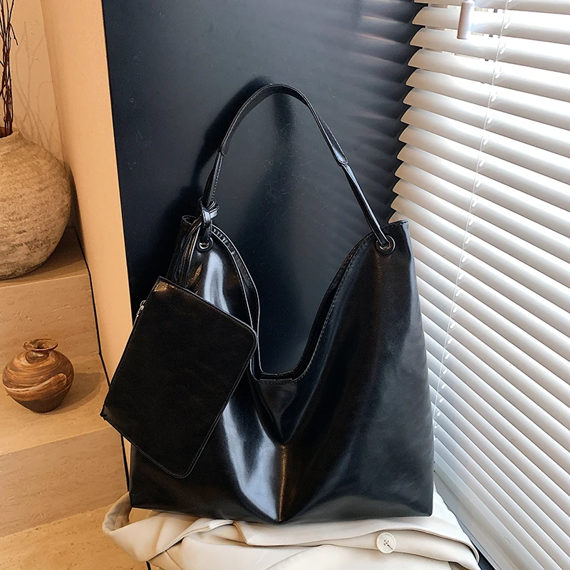 

Simple Large Capacity Women Composite Bag Versatile Solid Color Daily Travel Tote Bags Classic PU Leather Single Shoulder Pack