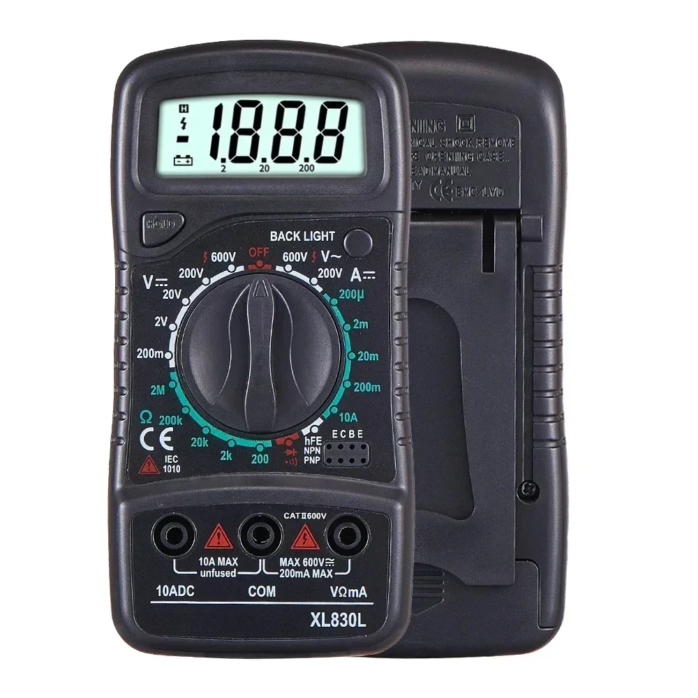 XL830L Handheld Digital Multimeter LCD Backlight Portable AC/DC Ammeter Voltmeter Ohm Voltage Tester Meter  Buzzer instrument