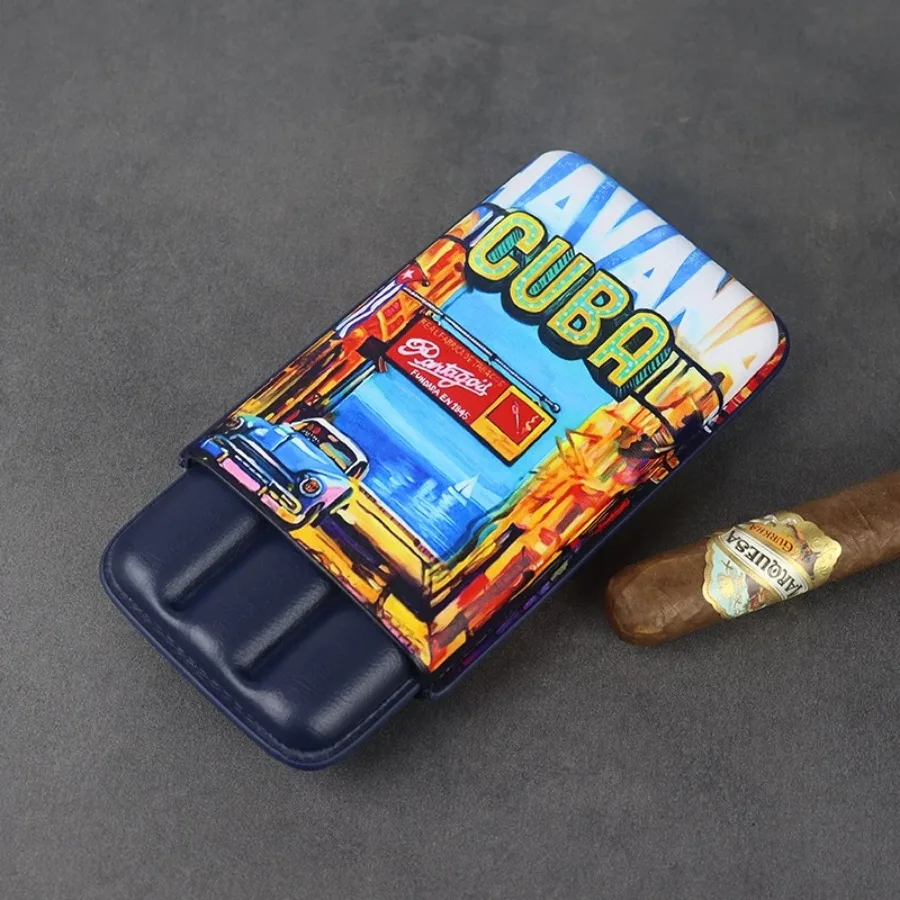 

Classic Cigar Case Leather Cigar Cigarrate Box Pocket Cuba Cigar Humidor Holder Travel Smoking Accessories Gift for Men