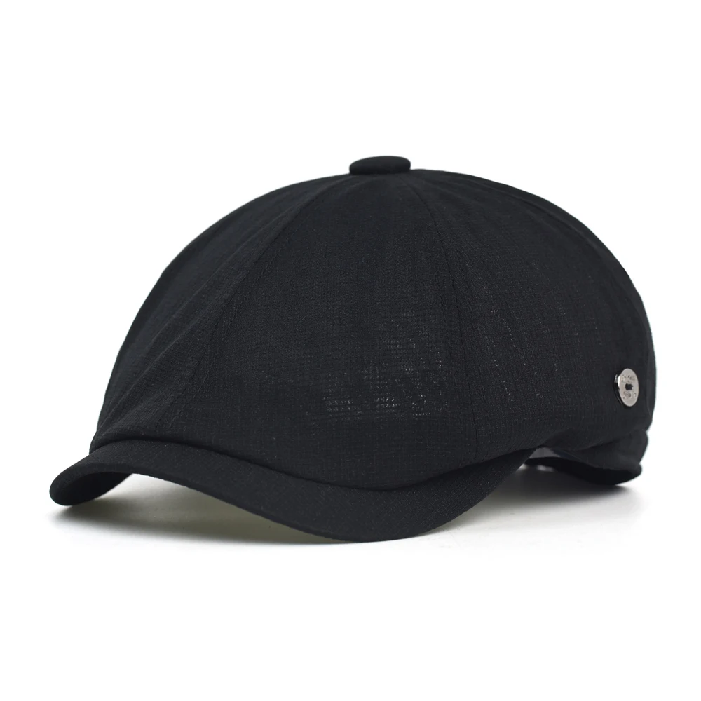 Topi Newsboy Jaring Bernapas Musim Semi Musim Panas Pria Wanita Kasual Beret Flat Ivy Cap Lembut Polos Mengemudi Fashion Topi Berpuncak Unisex