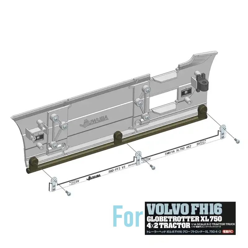 JUWUBA LED Lampki Boczne Podświetlenie Progów do Samochodu RC Tamiya 1:14 VOLVO FH16XL 750 4X2 56375 Części DIY