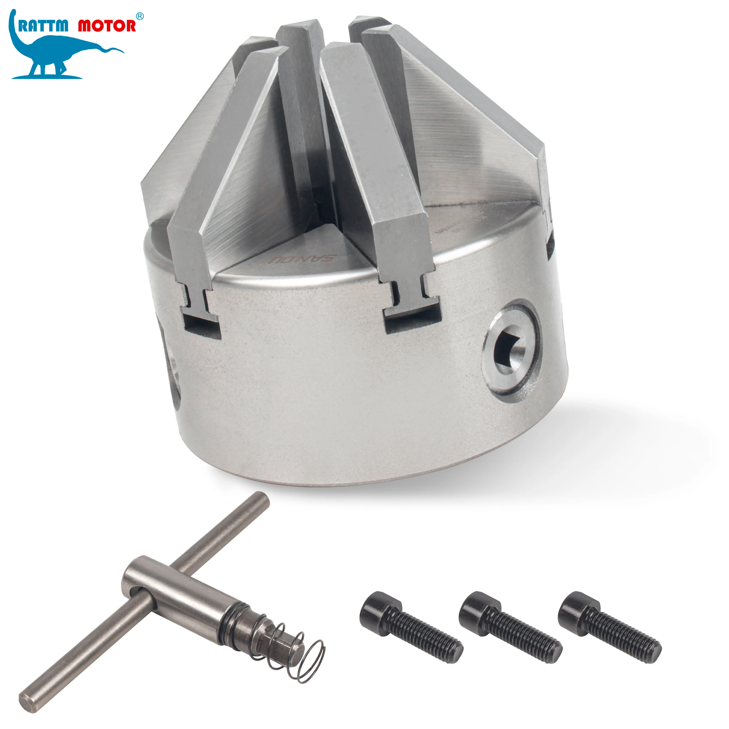 SANOU K13 100mm 6-Jaw Self-Centering Lathe Chuck, Manual Six-Jaw Chuck for Machine Tools