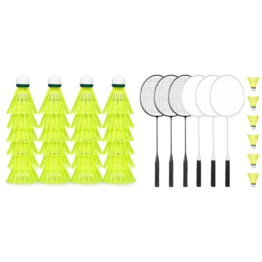 

24 Pack Badminton Shuttlecocks Birdies Badminton Rackets Set of 6 Including 4 Rackets 24 Shuttlecocks High Speed Birdie Balls f