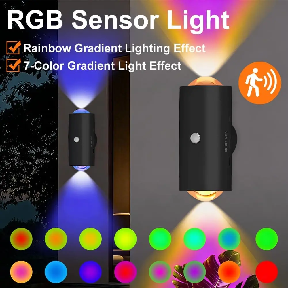 

RGB Colors Magnetic Motion Sensor Smart Wall Lamp, LED Rechargeable Wall, RGB Gradient Ambient Light, Dimmable Indoor Wall Light