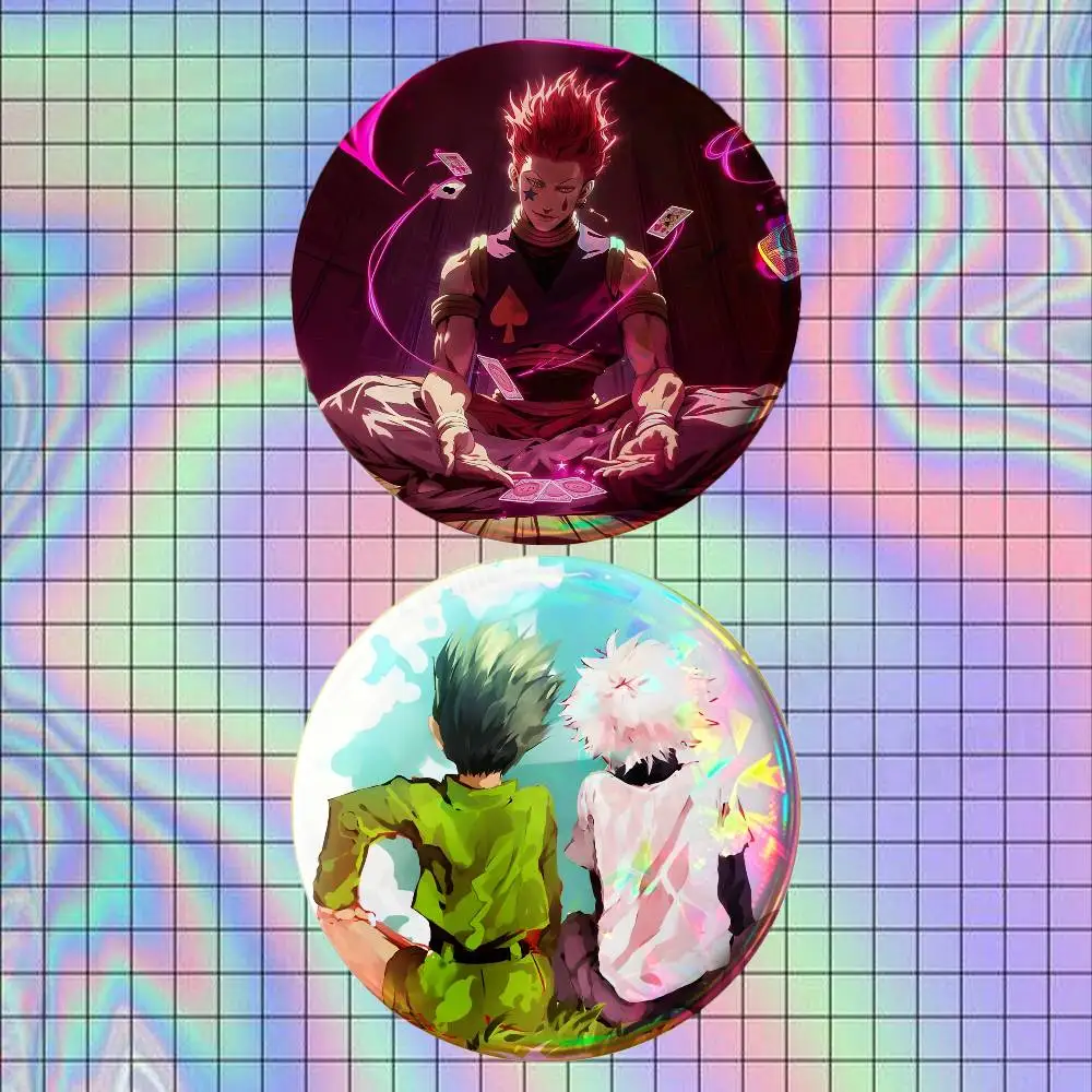 Killua Gon Hisoka Kurapika Chrollo Brooches for Backpack Accessories 25 32 44 58 75mm Round 2-piece set Free Mix