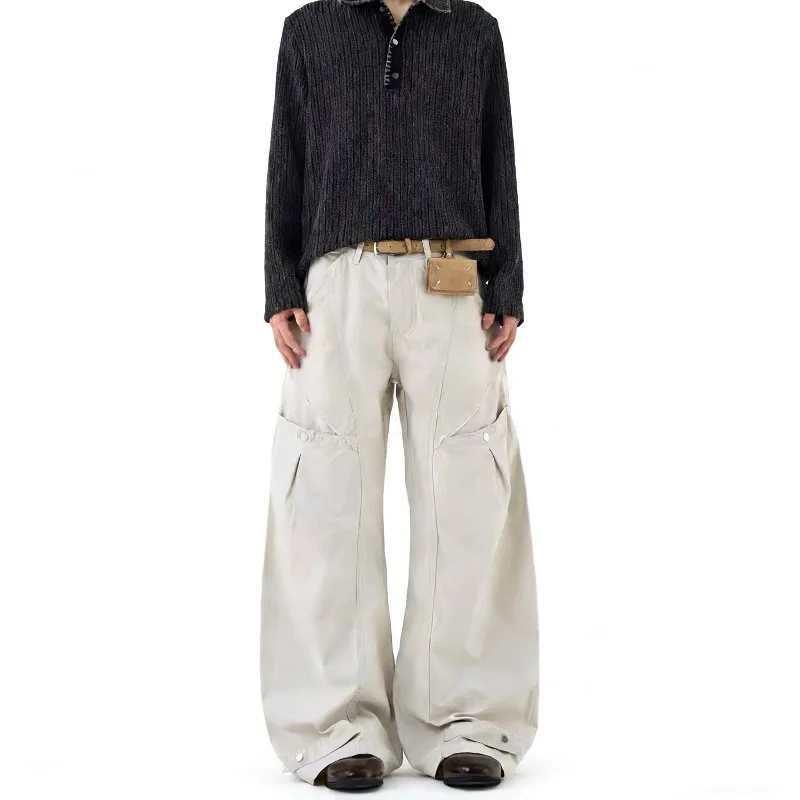 

Американские мужские комбинезоны New Chic: модные плиссированные брюки оверсайз с изогнутым кроем в стиле сафари