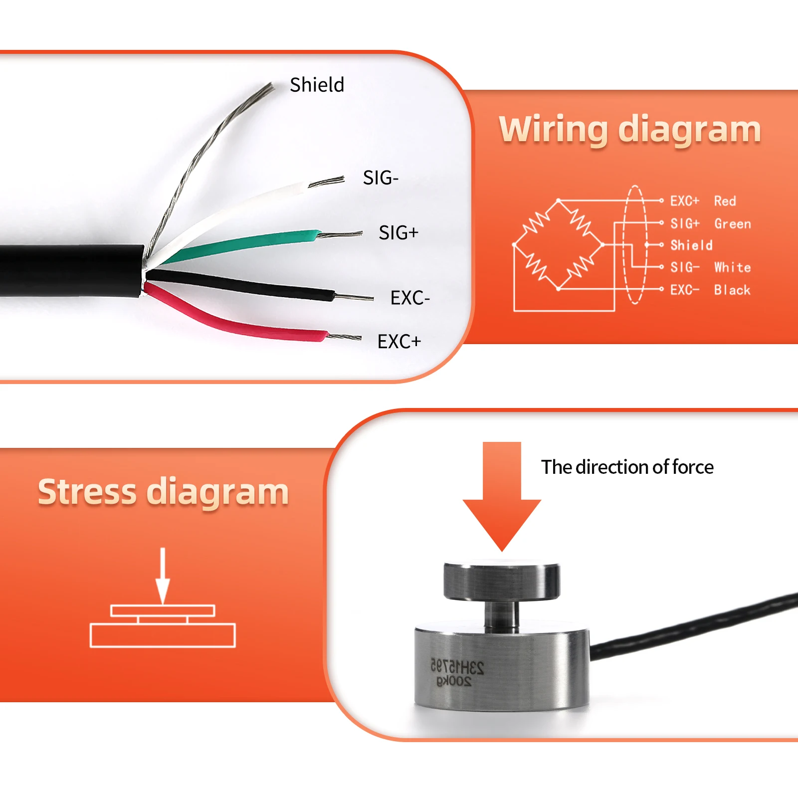 Load cell and display indicator, test compression force, load cell 100kg 200kg 500kg 1000kg