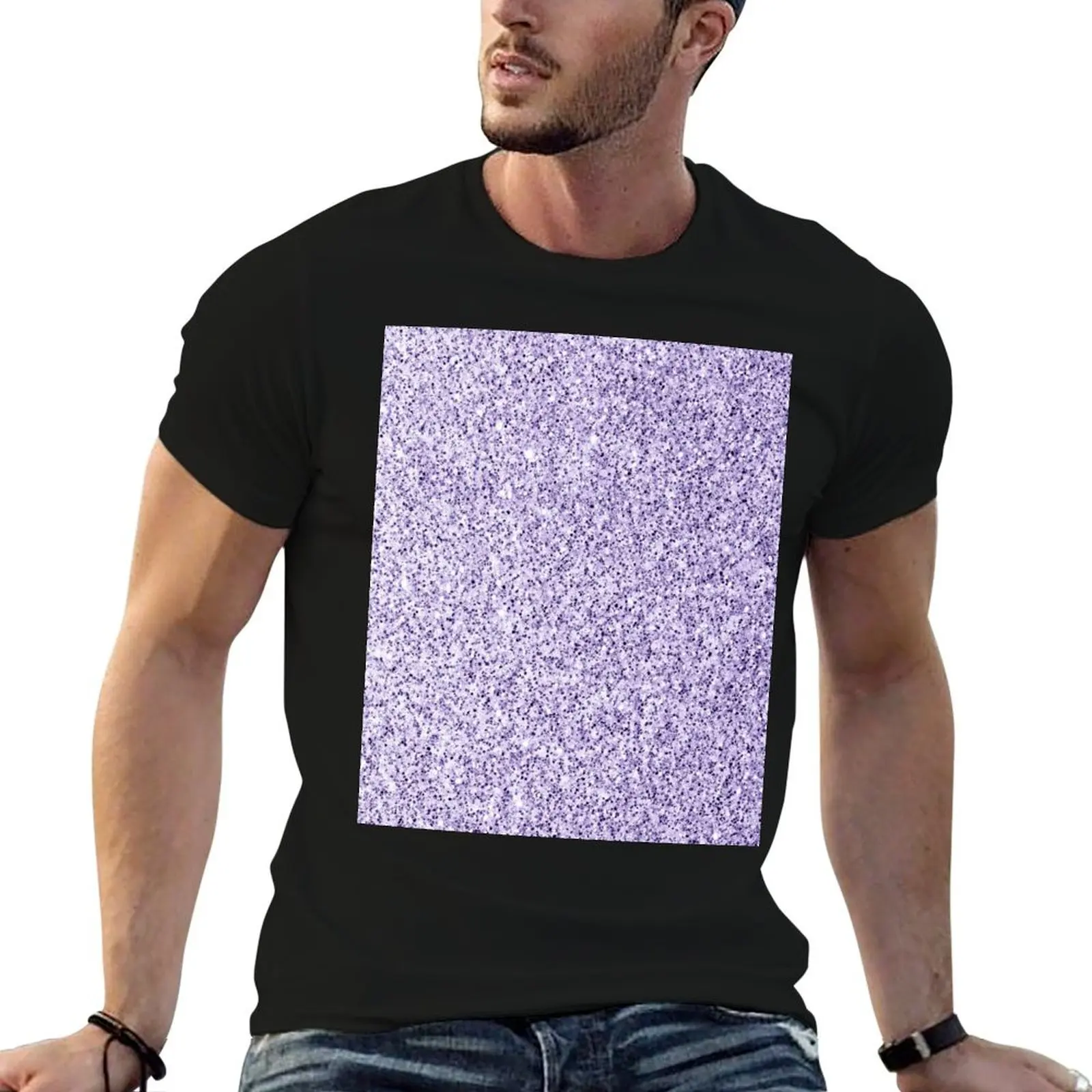 Ultra violet light purple faux glitter sparkles (Photo of Glitter - Not Reflective) T-Shirt sports fans men clothes