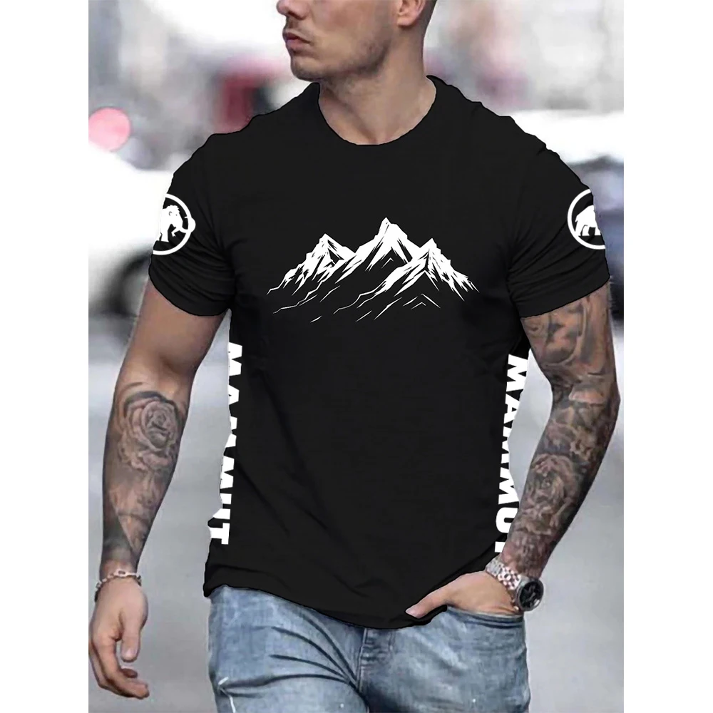 T-shirt Men's Clothing Mountain Breathable Quick Drying Short Sleeved Summer Plus Size Blazer Elephant Print Men's T-shirt 2024