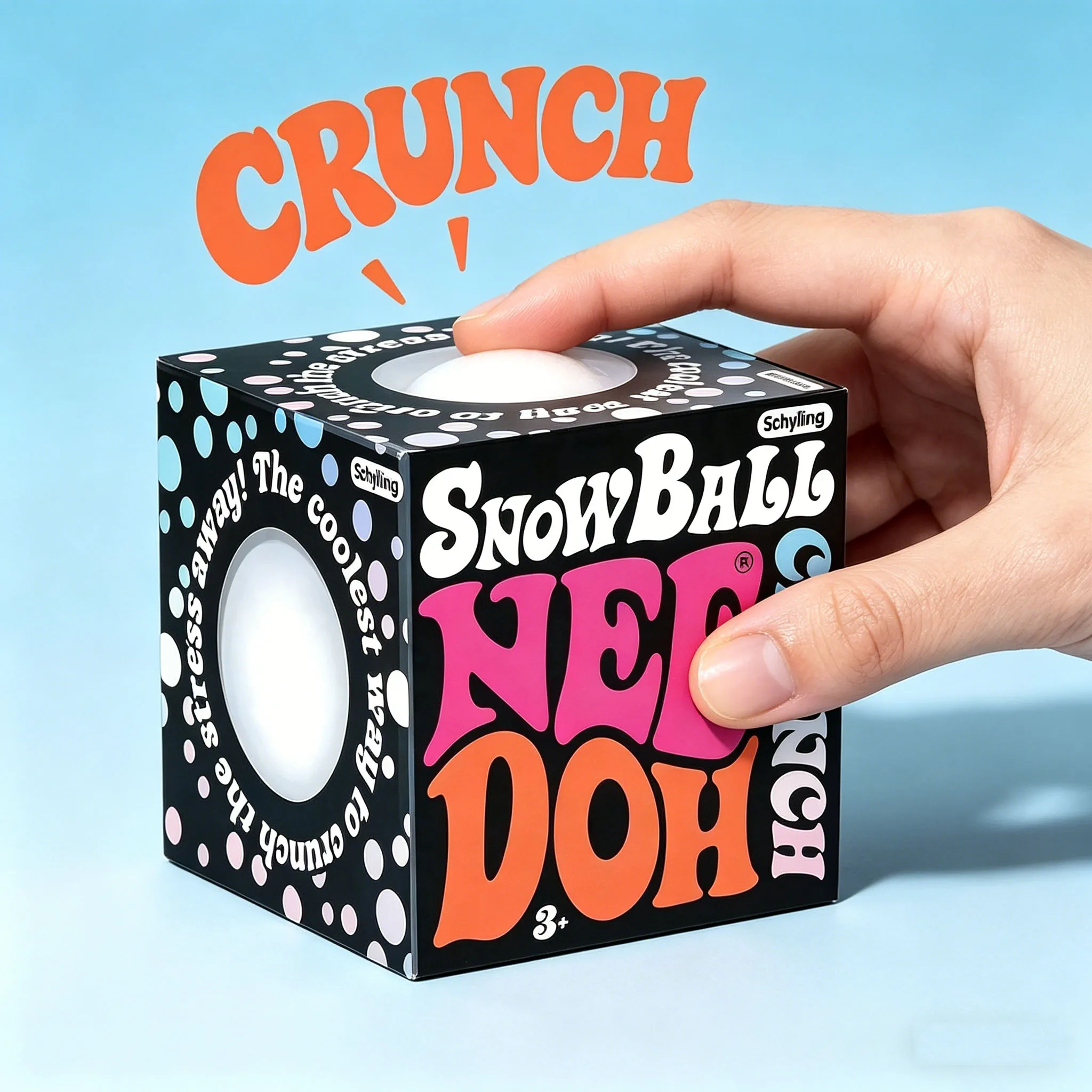 Juguete Antiestrés Schylling Snow Ball Crunch NeeDoh 2026, Estilo Nuevo, Bola de Nieve Crujiente Blanca, Juguete para Aliviar el Estrés