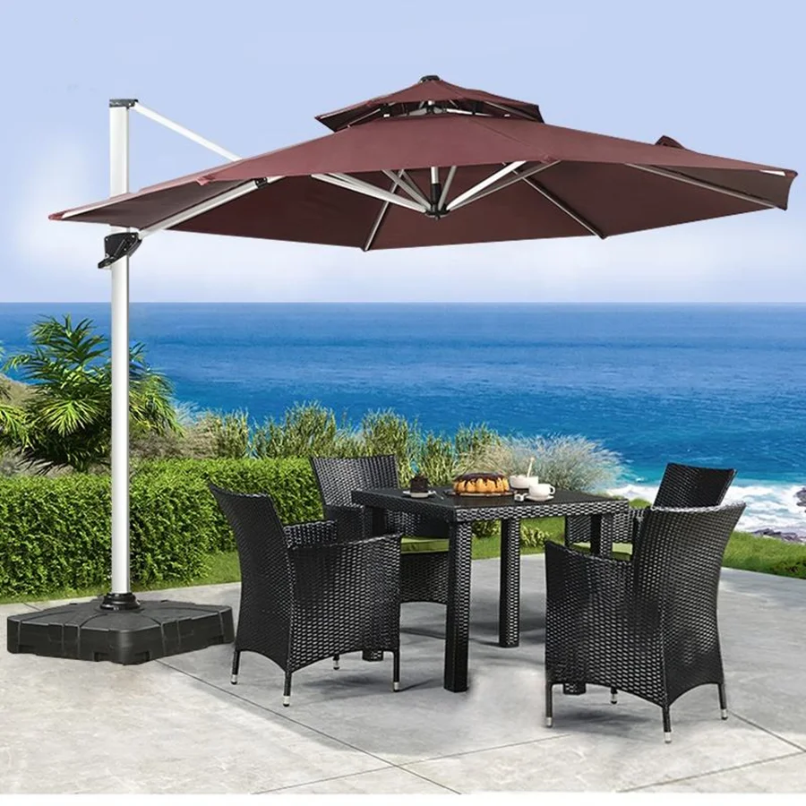 260g Yarn-Dyer Fabric Waterproof Index Large Aluminum Roman Sun Umbrella For Garden Terrace Commercial Use-Sun Rain