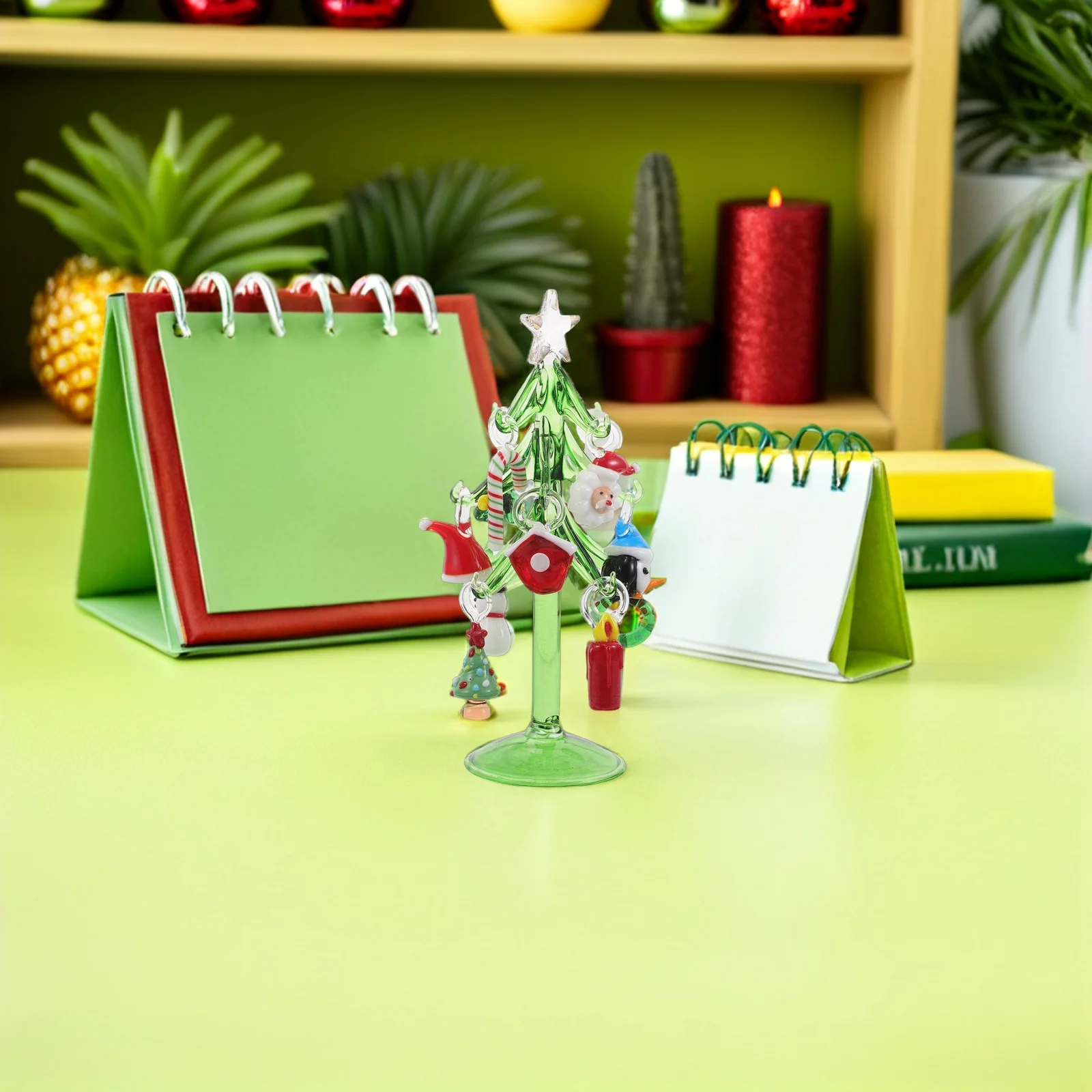 

Crystal Christmas Tree Desk Decoration Miniature Glass Holiday Tree for Dining Table Holiday Atmosphere Enhancer