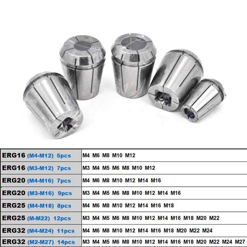 ERG Tap Collet ER Tapping Collet Taps ERG16 ERG20 ERG25 ERG32 Square Tapping ER Collet ISO JIS Type Machine Milling Tools M4 M6