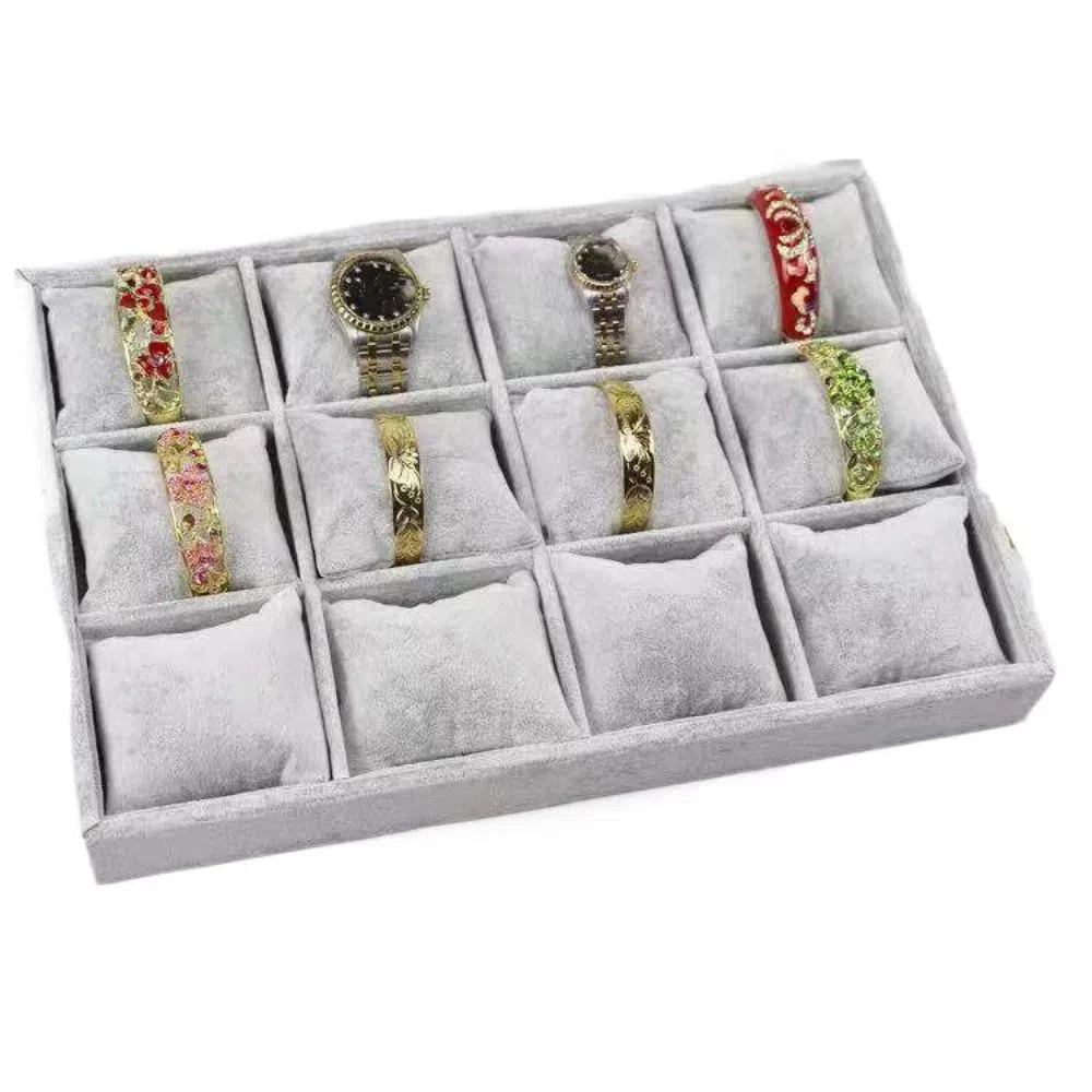 Divided Watch Bracelet Organizer Flannelette Large Capacity Velvet Jewelry Tray Box Multifunctional Jewelry Display Holder