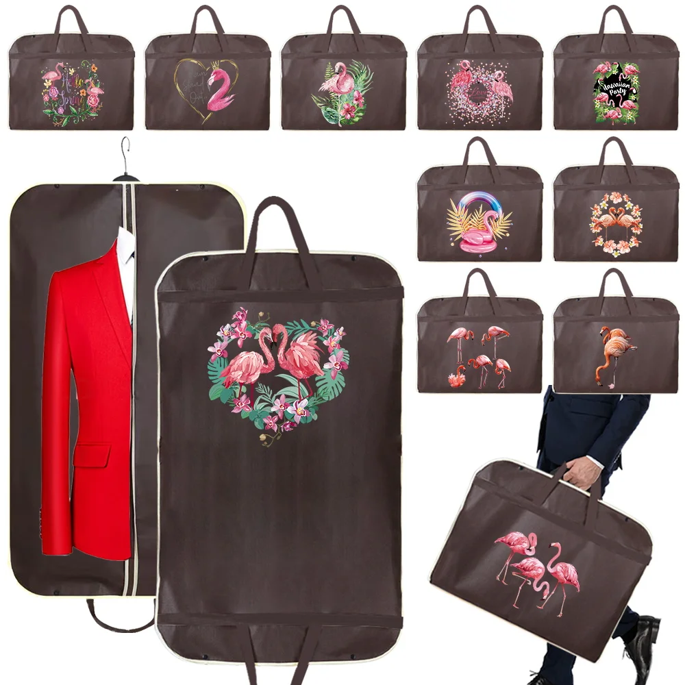 Funda protectora para ropa, funda para vestidos, bolsa de almacenamiento para trajes y abrigos, bolsas para ropa a prueba de polvo, organizador de ropa colgante para armario con estampado de flamencos