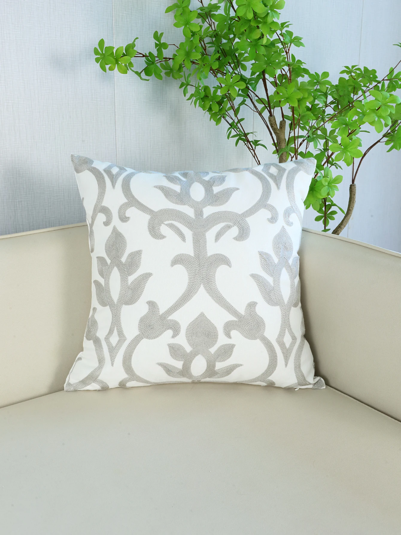 1pc, Home Decoration geometry Cushion Cover Canvas Square Embroidery Pillow Cover for Sofa Bed