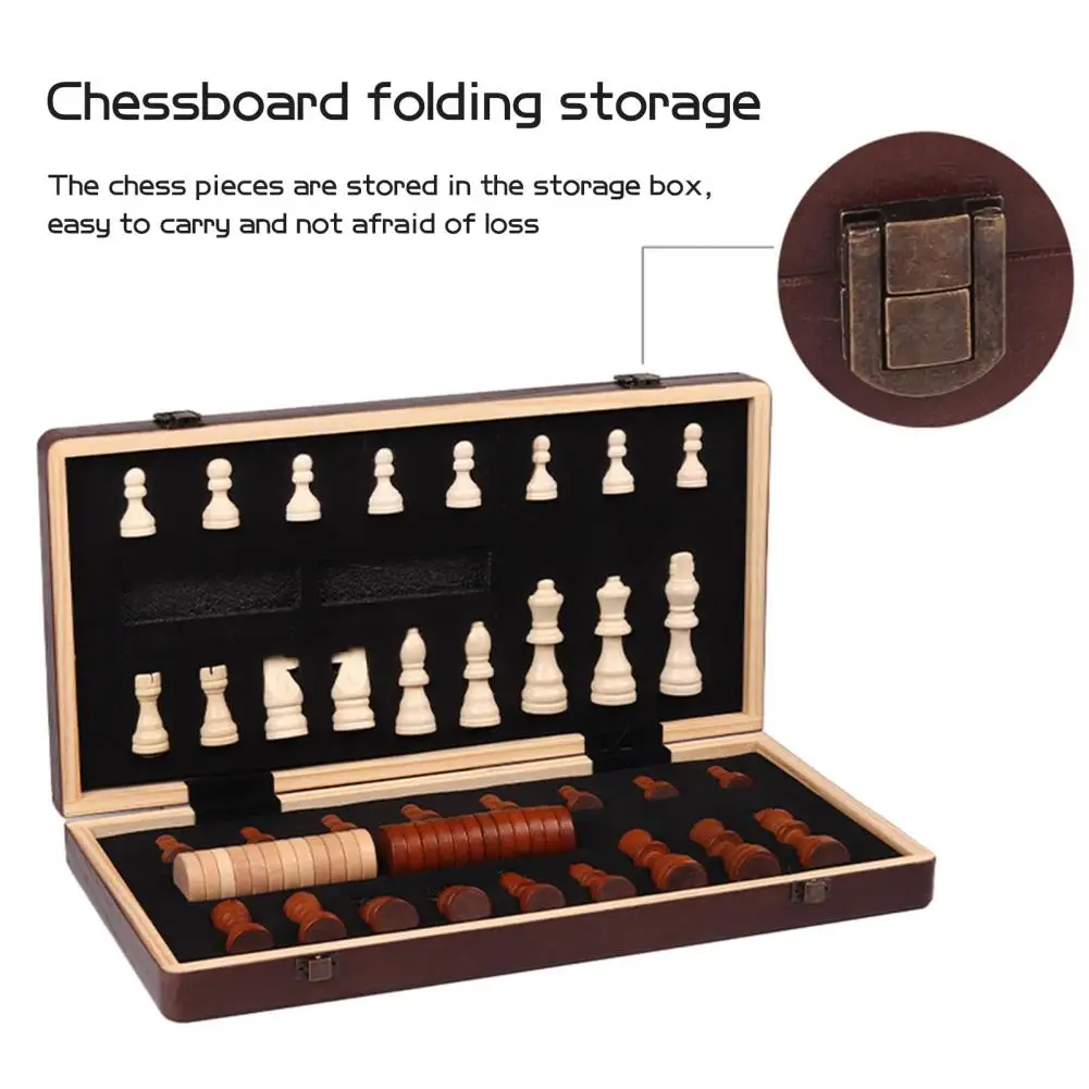 Wooden Chess Game Travel Chess Game Portable Magnetic Chess Game Set with Foldable Wooden Board Educational for Kids Adults