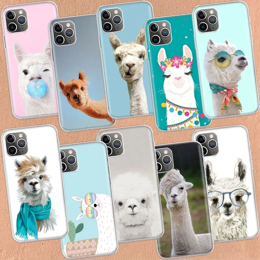 Cute, Naughty, Cool Alpaca Clear Case For iPhone 11 13 14 Pro 15 Pro Max 12 Mini 16 XR X XS Max 7 8 Plus Funda Clear