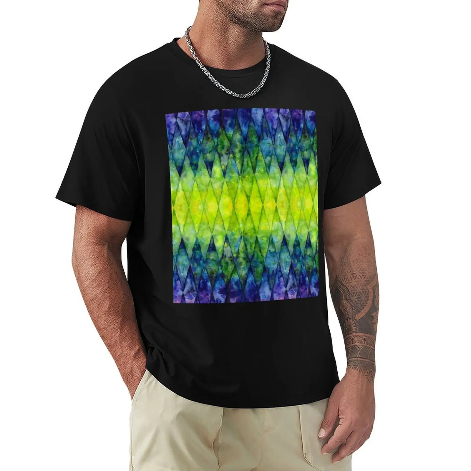 

Geometric Watercolor Pattern T-Shirt blacks graphic t shirt vintage Men's t-shirt