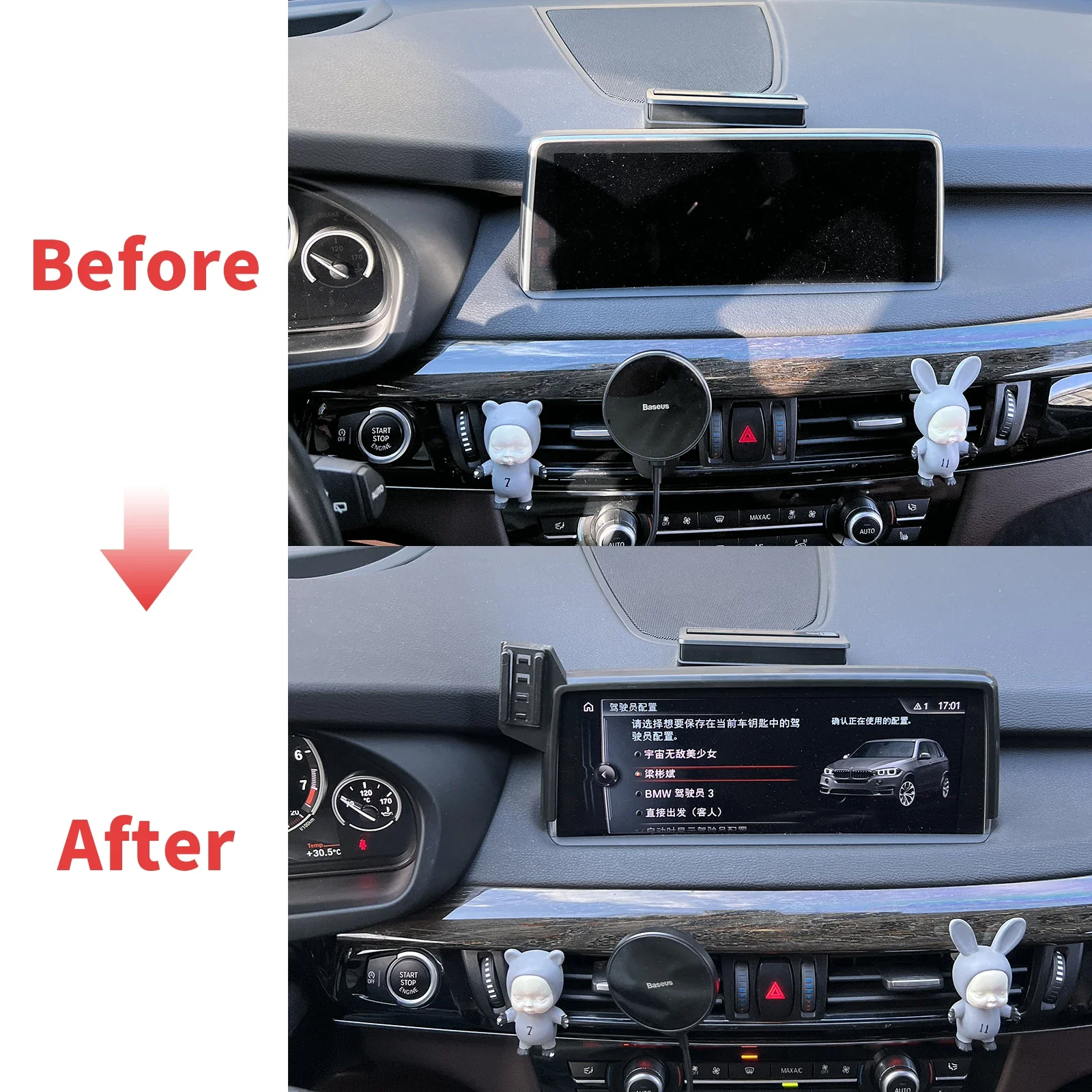 for BMW X5 2014~2018 F15 (10.3in) Car Phone Screen Holder Magnetic Wireless Charging For Screen Car phone Mount 2