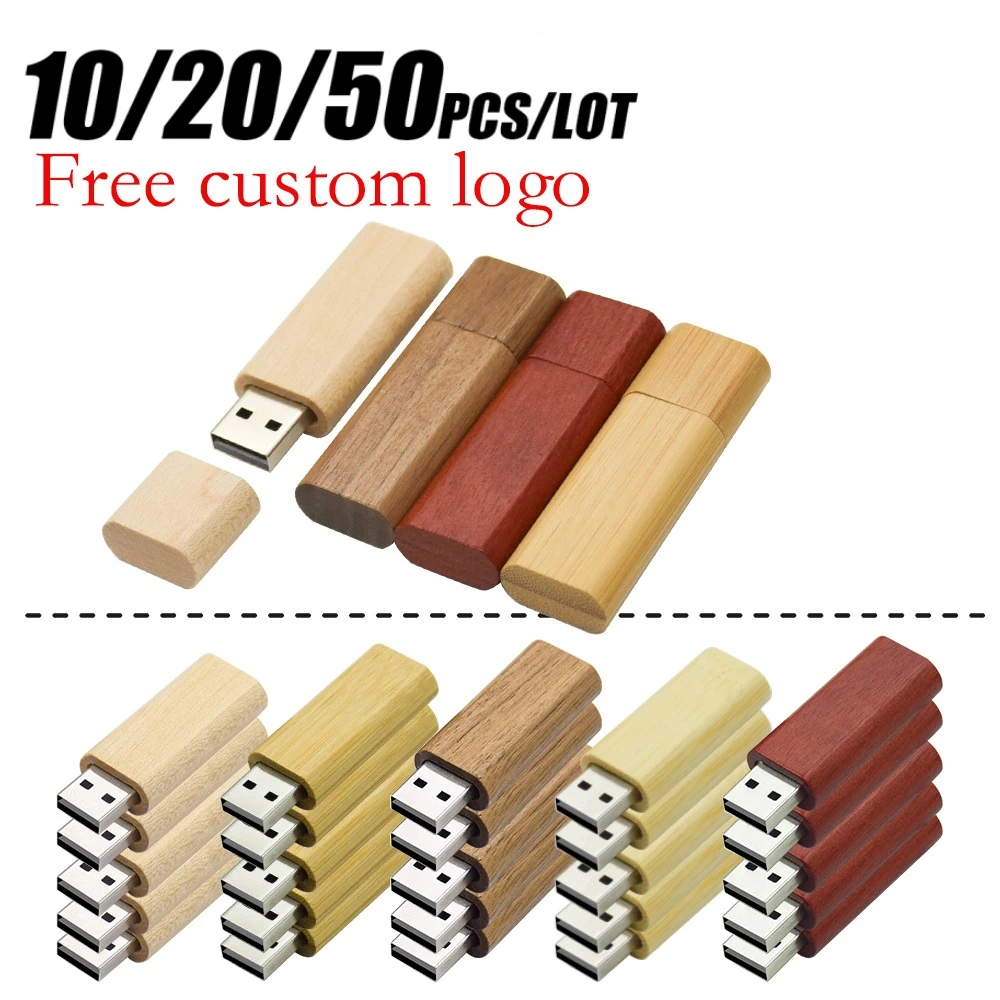 

10/20/50pcs/lot Free Logo Wood Gift USB 2.0 Flash Drive 4GB 8GB 16GB 32GB 64GB Pendrive Mini Creative Pen Drive USB Memory Stick