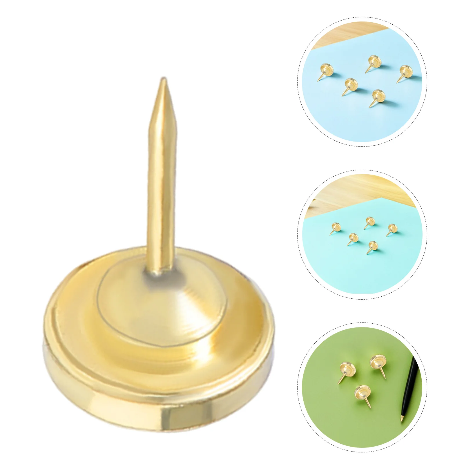 

20Pcs Circular Thumbtacks Flat Round Head Steel Push Pins 0.63x0.39 Inch for Pictures Maps Memo Board Office School Decoration