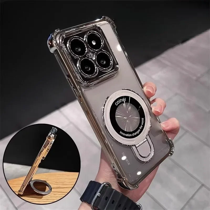 Luxuriöse magnetische, transparente Schutzhülle mit Standfunktion für Motorola Moto Edge 70 60 50 Fusion Pro Neo G77 G84 G54 G34 G24 G14 G04