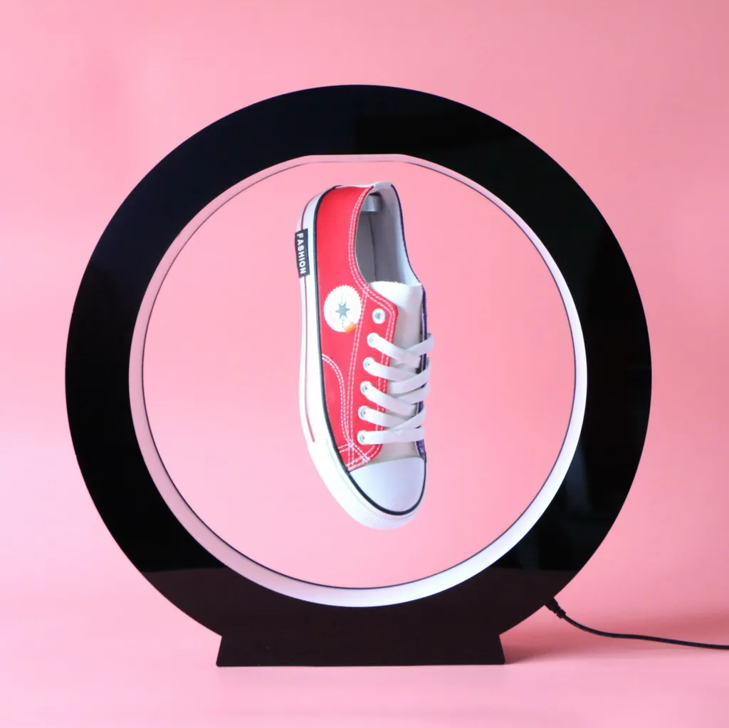 Magnetic Levitation Shoe Rack Automatic Rotation Built-in LED Light Home Decoration Acrylic Advertising, Shoe Store Display