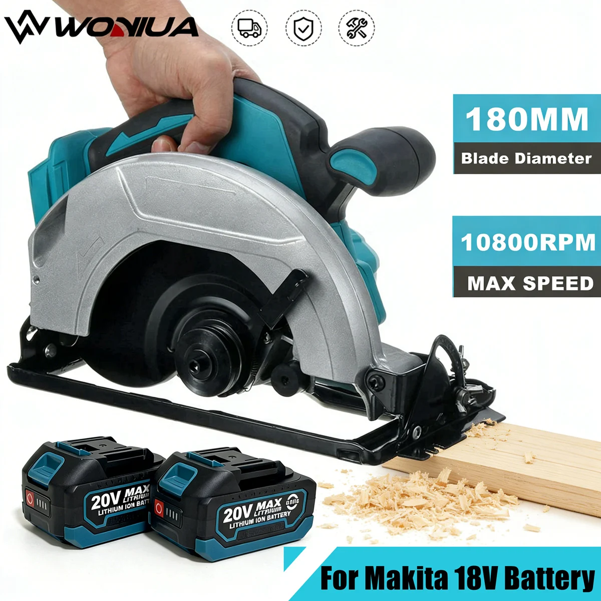 WONIUA 7-inch Electric Circular Saw 10800RPM Electric Chainsaw Rechargeable Cordless Woodworking Tools For Makita 18V Battery